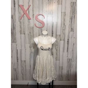 Kiwi + Punch Queen Cream Sundress XS – Smocked Bust, Adjustable Straps, Flowy Ra